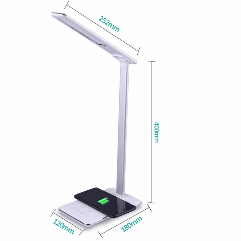 Table lamp with dimensions labeled on a white background