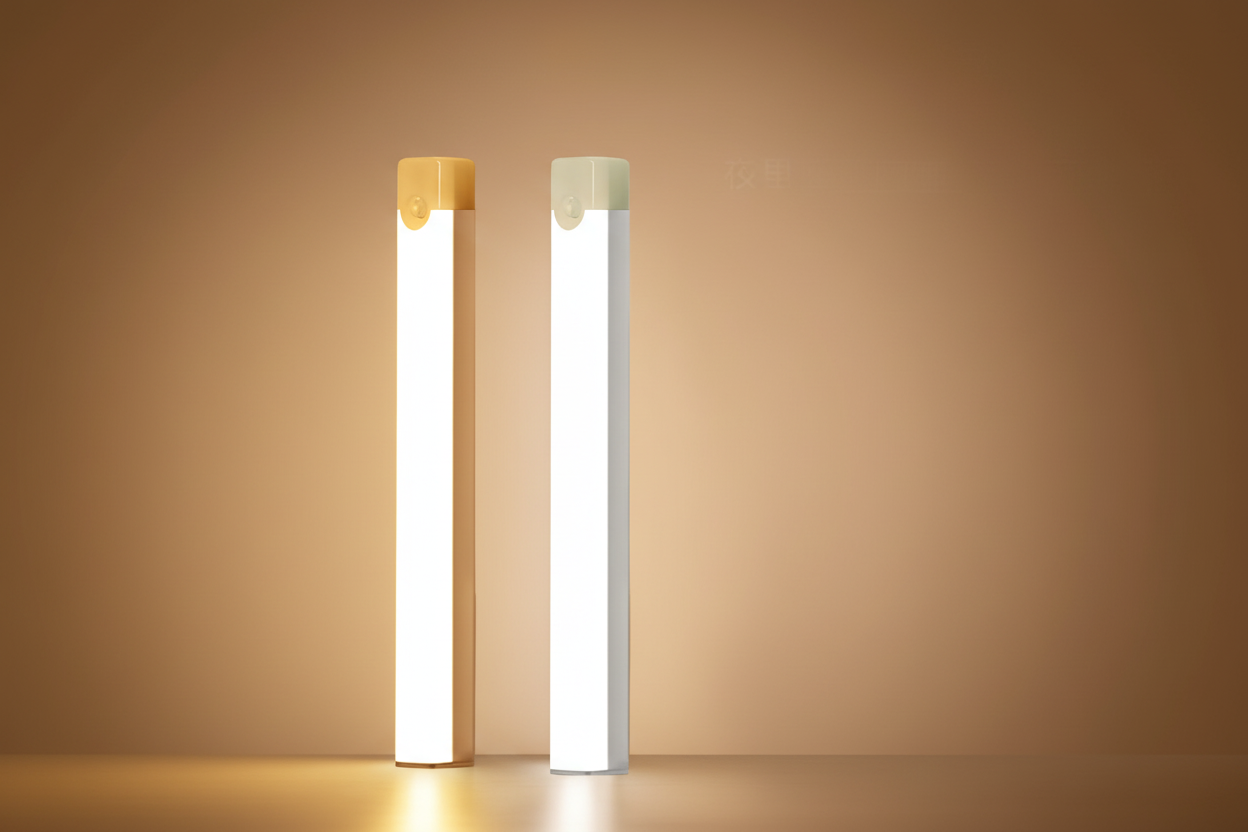Two cylindrical light fixtures on a beige background